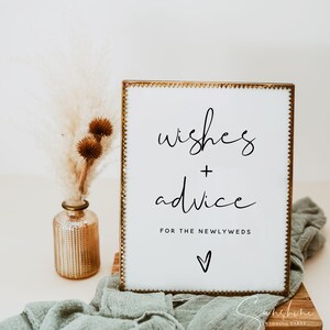 Minimalist Advice For The Bride and Groom Sign Template, Advice and Wishes Sign, Modern Wedding Advice Wishes Cards, Instant Download, M8 image 4