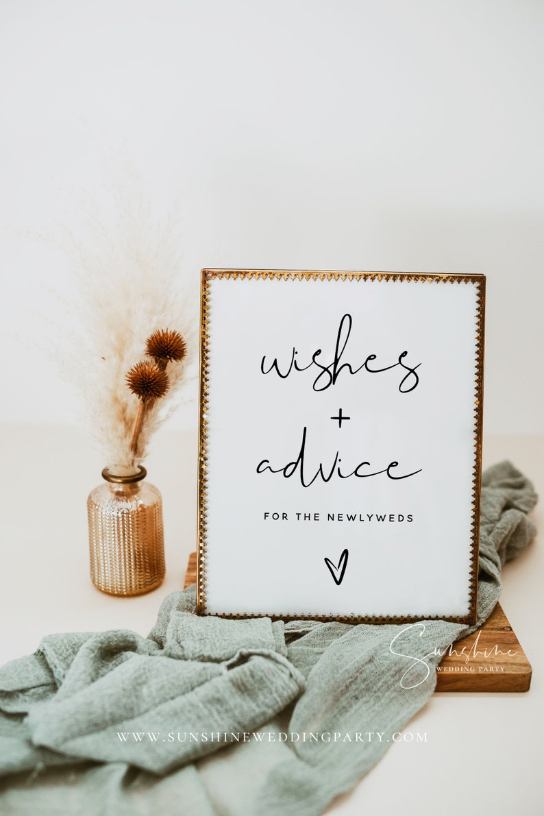 Minimalist Advice For The Bride and Groom Sign Template, Advice and Wishes Sign, Modern Wedding Advice Wishes Cards, Instant Download, M8 image 4