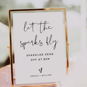 Let the Sparks Fly Sign, Sparklers Send Off Sign, Minimalist Wedding, Sparklers Sign, Wedding Send Off Sign Template, Modern Wedding, M8