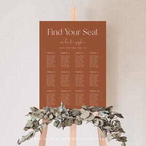 Terracotta Wedding Seating Chart Template Boho Wedding image 3