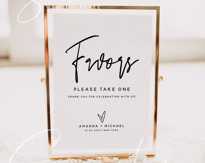 Minimalist Favors Sign Template, Modern Wedding, Personalized Favors Sign, Favors Sign Template, Wedding Signs, Instant Download, M7