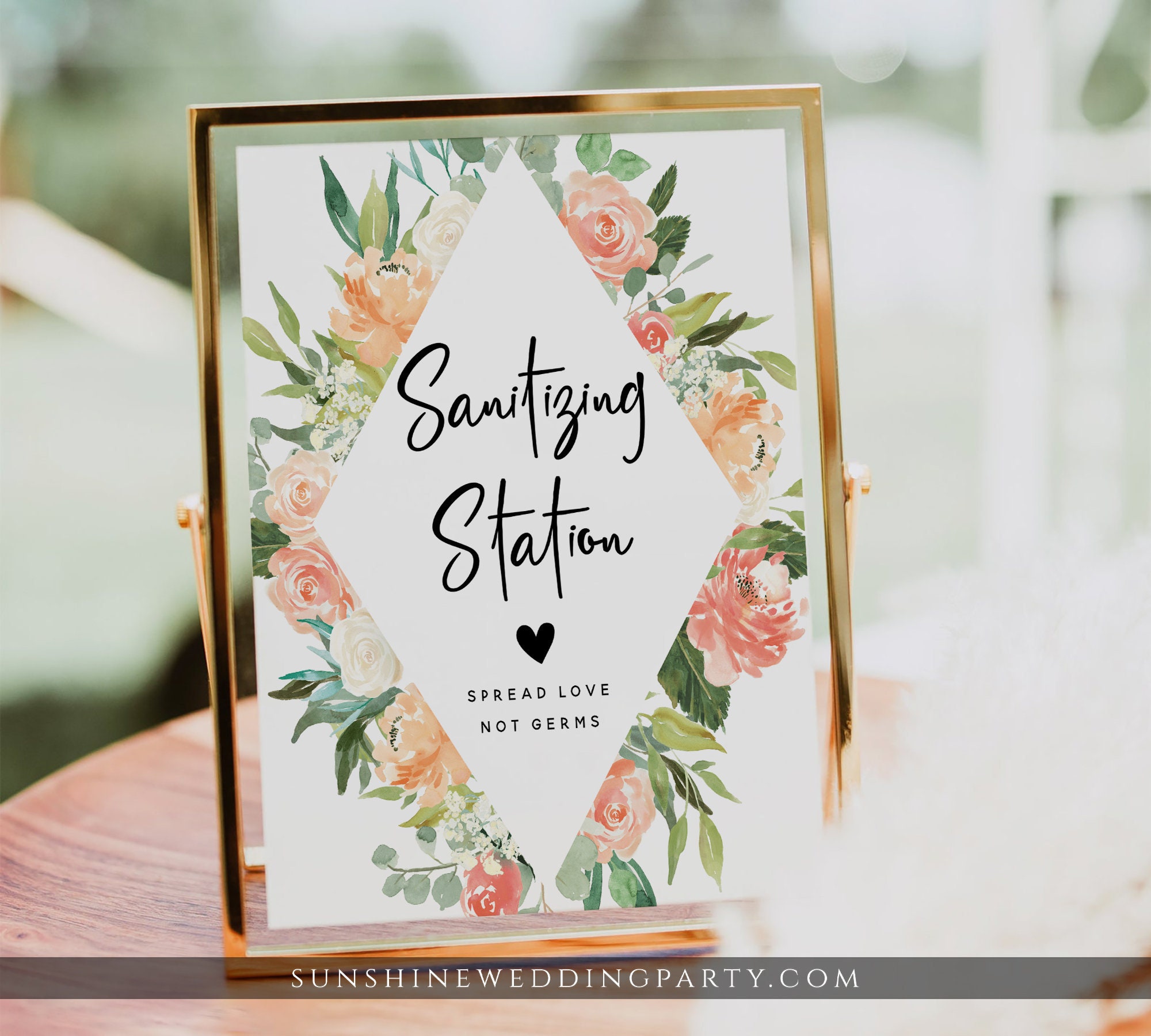Wedding Hand Sanitizer Sign WLP-SOU 3497 TEMPLETT Social Distance Wedding Hand Sanitizer Sign Script Sanitizer Sign Instant Download