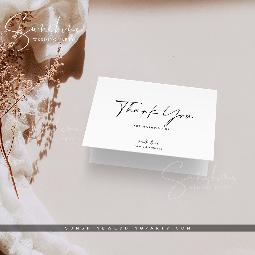 Minimalist Wedding Thank You Card Template, Modern Thank You Card ...