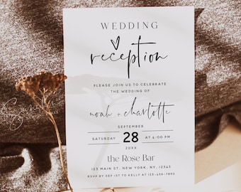 Wedding Reception Invitation Template, Reception Invitation Template, Elopement Announcement Invitation, Instant Download, Templett, M15