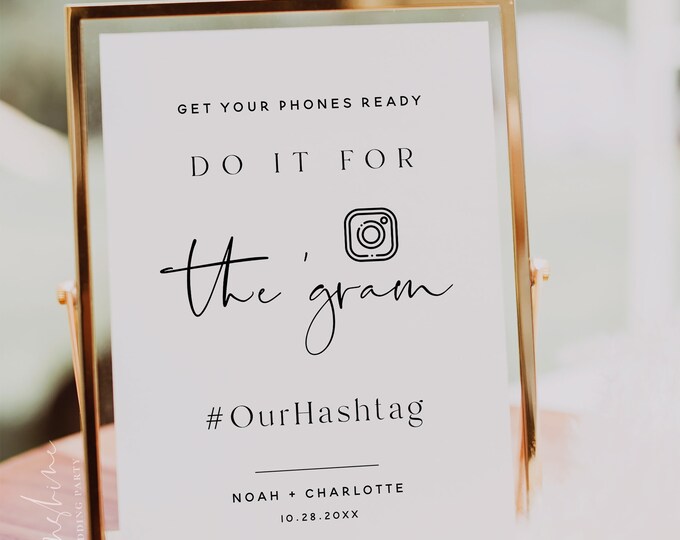 Instagram Hashtag Sign Template, Do It For the Gram Sign, Modern Minimalist, Share The Love Sign, Photo Booth Sign, Editable Template, M15