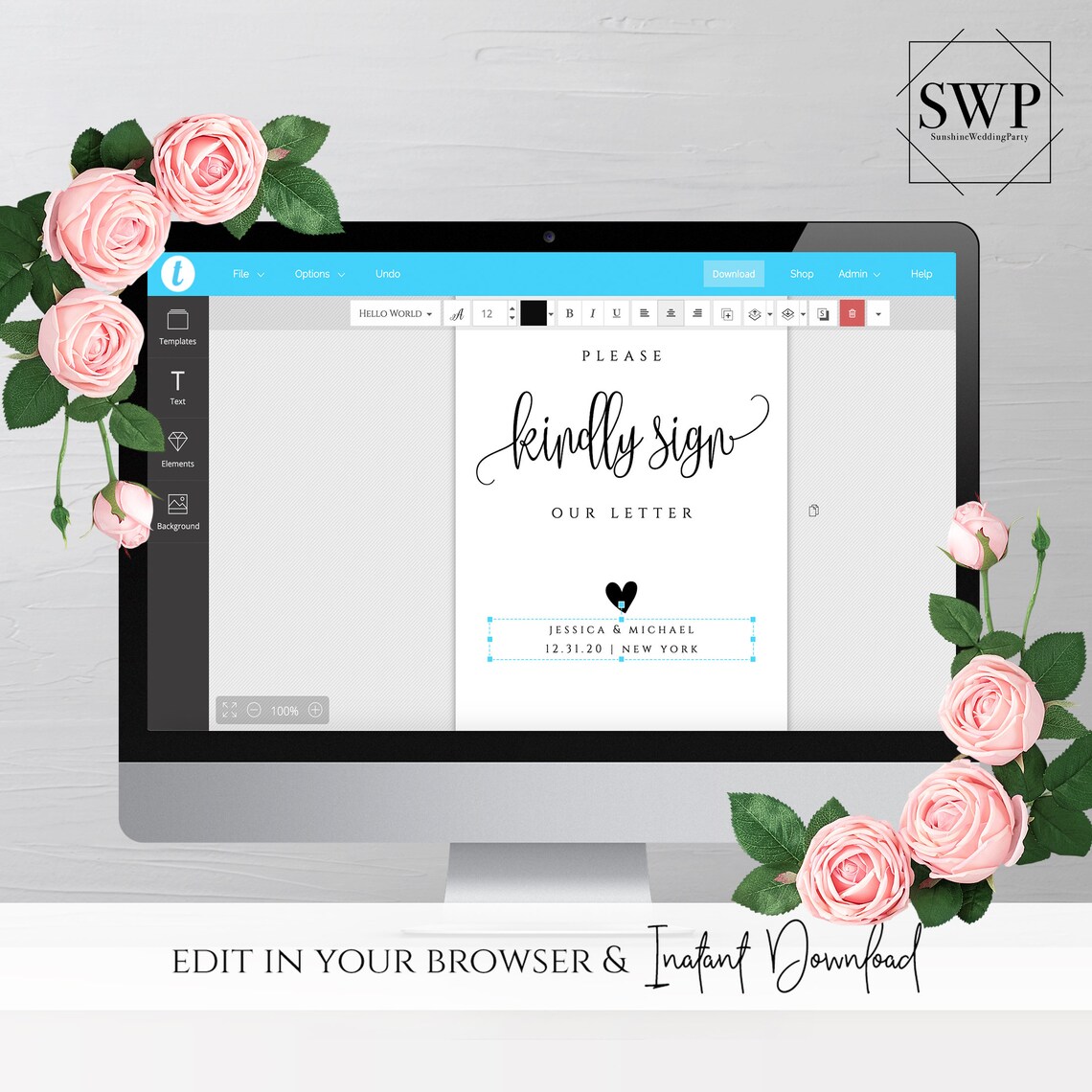 Please Kindly Sign Our Letter Sign Template Wedding Signs Ceremony ...