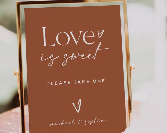 Love is Sweet Sign Template, Terracotta Wedding, Please Take a Treat Sign, Love is Sweet Sign, Printable Signs, Boho Wedding, Editable, T1