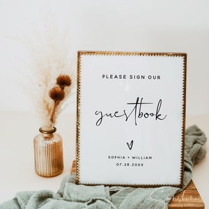 Minimalist Please Sign Our Guestbook Sign Template, Sign Our Guestbook, Wedding Guestbook Sign, Modern Wedding Signage, Instant Download, M8 image 4