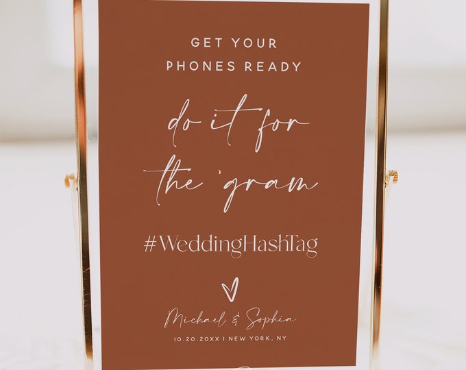 Terracotta Wedding Hashtag Sign, Do It For The 'Gram Sign, Printable Hashtag Sign, Modern Instagram Hashtag Sign, Bohemian Wedding DIY, T1