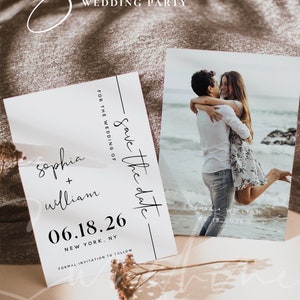 Photo Save the Date Template, Minimalist Save the Date Template, Minimal Save the Date, Boho Save the Date Cards, Editable Template, M8