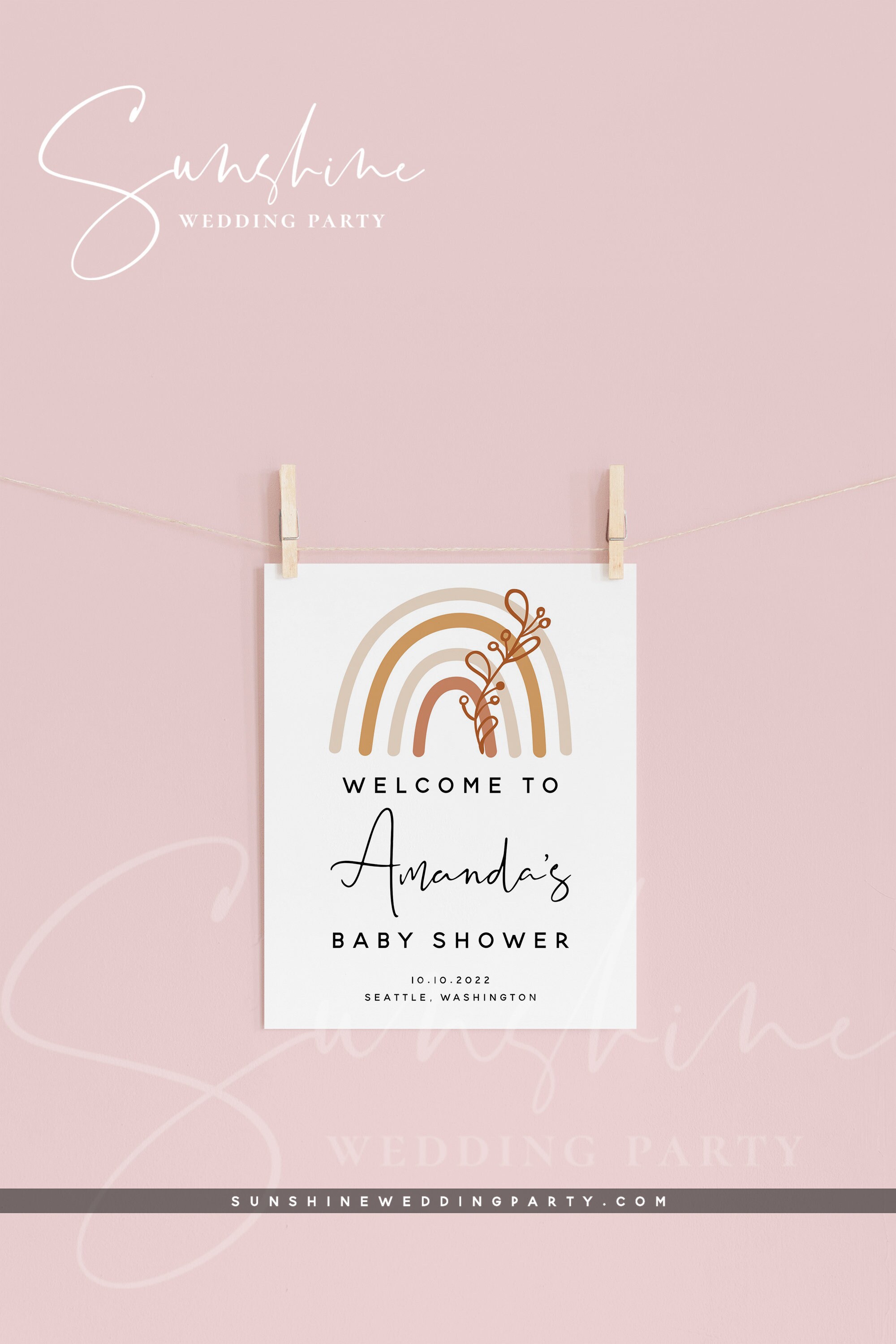 printable welcome sign Boho Rainbow Baby shower welcome sign Boho baby shower welcome sign Rainbow Baby shower welcome sign rainbow sign