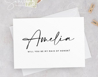 Will you be my Bridesmaid Card Template, Personalized Wedding Proposal Card, Editable Wedding Bridesmaid Card, Instant Download, Templett M3
