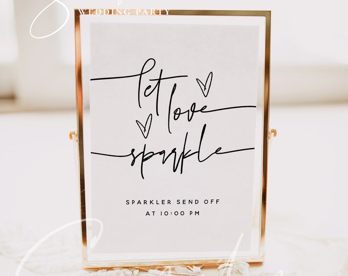 Let Love Sparkle Sign Template, Wedding Sign Download, Printable Sparkle Sign, Editable Template, Modern Wedding Sign, Instant, Templett, M7