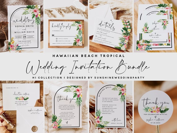 Hawaiian Wedding Invitation Bundle Wedding Invitation Kit | Etsy