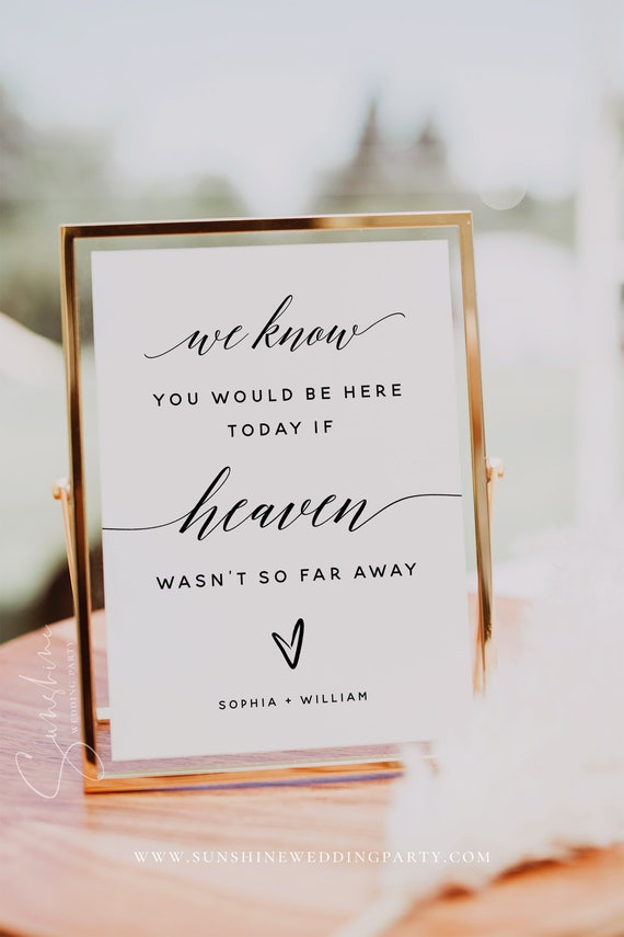 We Know You Would be Here Today if Heaven Wasn't So Far Away, Memorial Sign, In Loving Memory Sign, Modern Minimalist, Editable Sign, R2