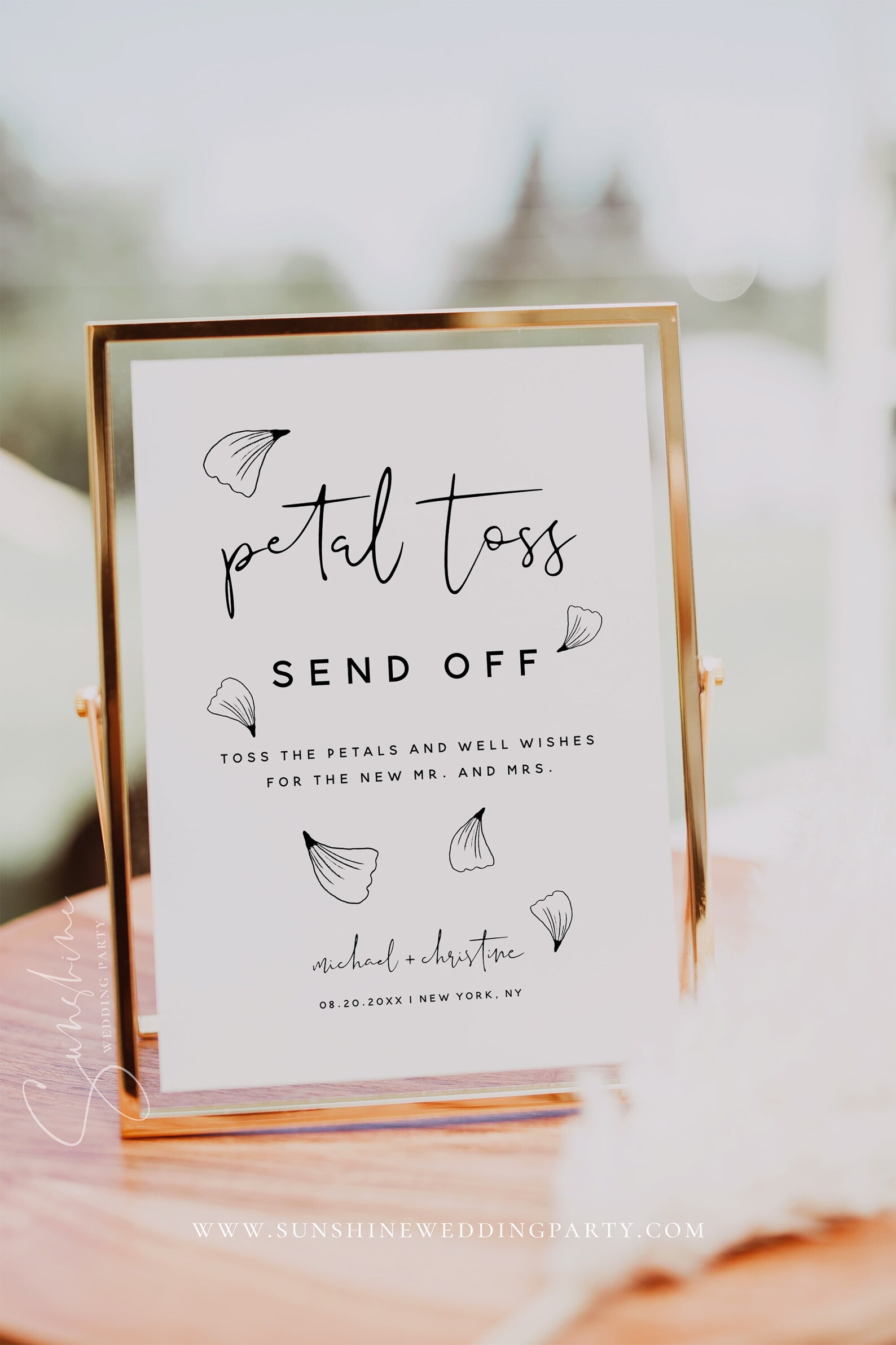 Petal Send Off Minimalist Petal Toss Send off Sign Template, Modern Wedding Sign ...