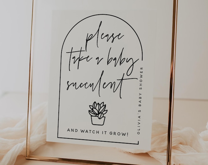 Succulent Favor Sign Template | Take a Baby Succulent Sign | Printable Wedding Sign | DIY Editable Baby Shower Sign | Instant Download | M7