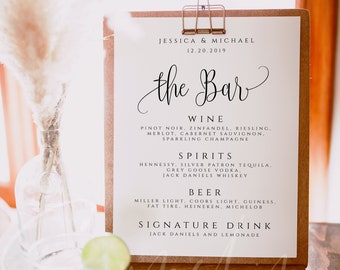 Bar Menu Sign Printable Bar Menu Sign Template Wedding Bar Menu Sign Drinks Menu Sign DIY Wedding Drinks Menu Bar Menu Template Editable R1