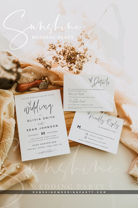 Modern Wedding Invitation Kit Template Minimalist Wedding