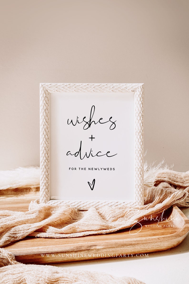 Minimalist Advice For The Bride and Groom Sign Template, Advice and Wishes Sign, Modern Wedding Advice Wishes Cards, Instant Download, M8 image 5