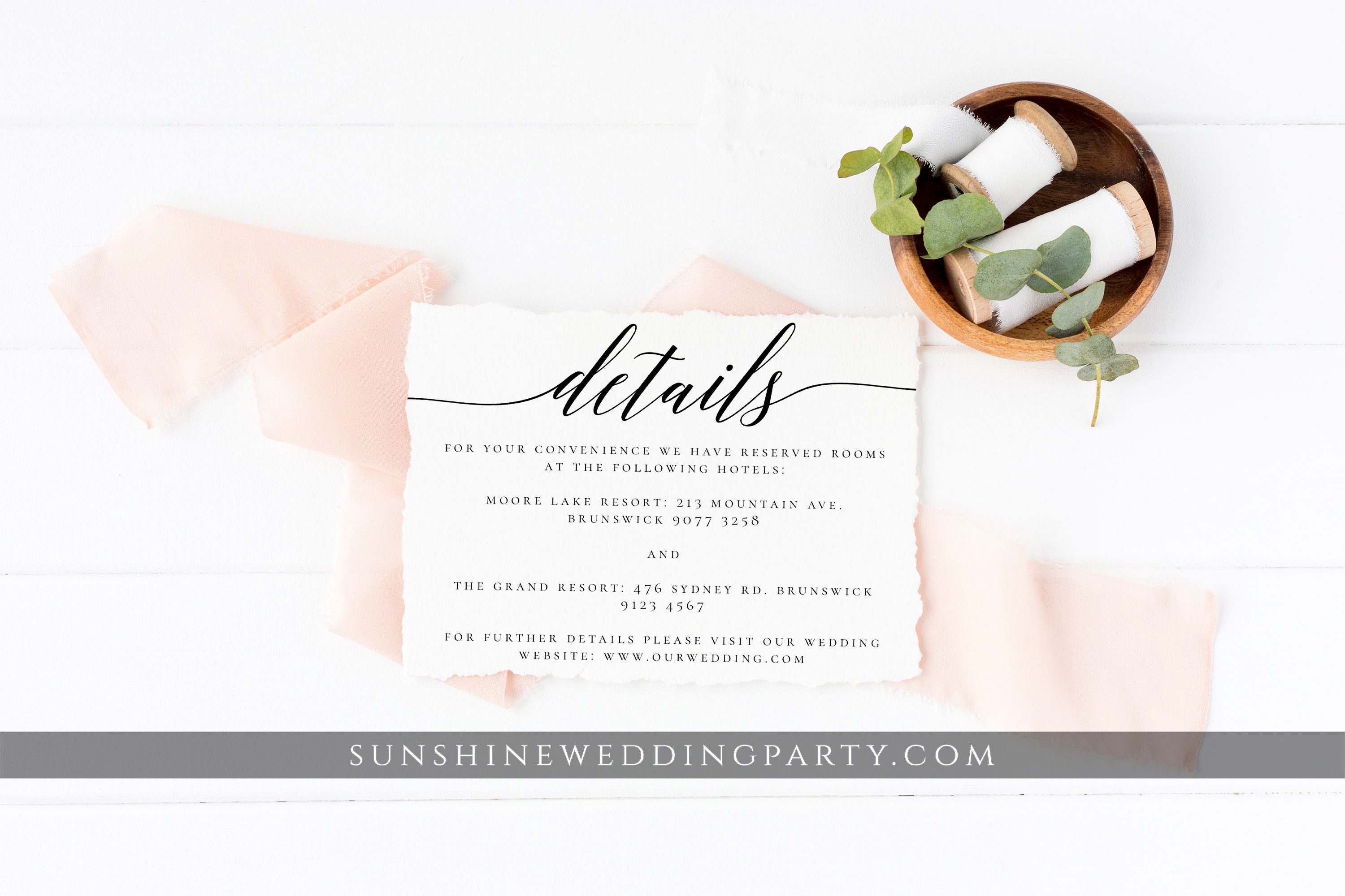 Wedding Details Card Template Fully Editable Printable Wedding 