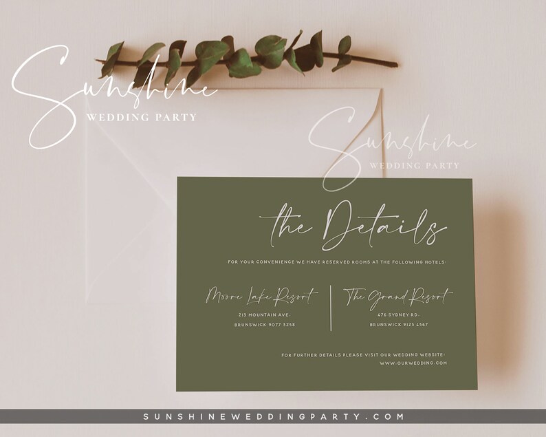 T1 Instant Download Cactus Green Details Cards Modern Minimal Boho Rustic Terracotta Wedding Details Template Burnt Orange Wedding