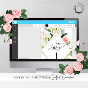 Blush White Floral Wedding Table Number Sign Template Printable Wedding Table Number Card Template Editable Instant Download Templett PDF F5 image 4