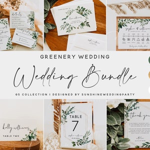 Wedding Bundle, Greenery Wedding Templates, Large Wedding Bundle Templates, Wedding Printable Invitation, Instant Download, Templett, G5