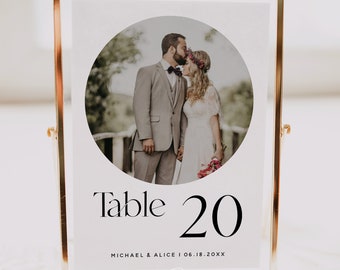 Elegant Wedding Table Numbers with Photo Template, Digital Download, DIY Editable, Photo Table Numbers, Wedding Table Numbers, 5x7, 4x6, M15