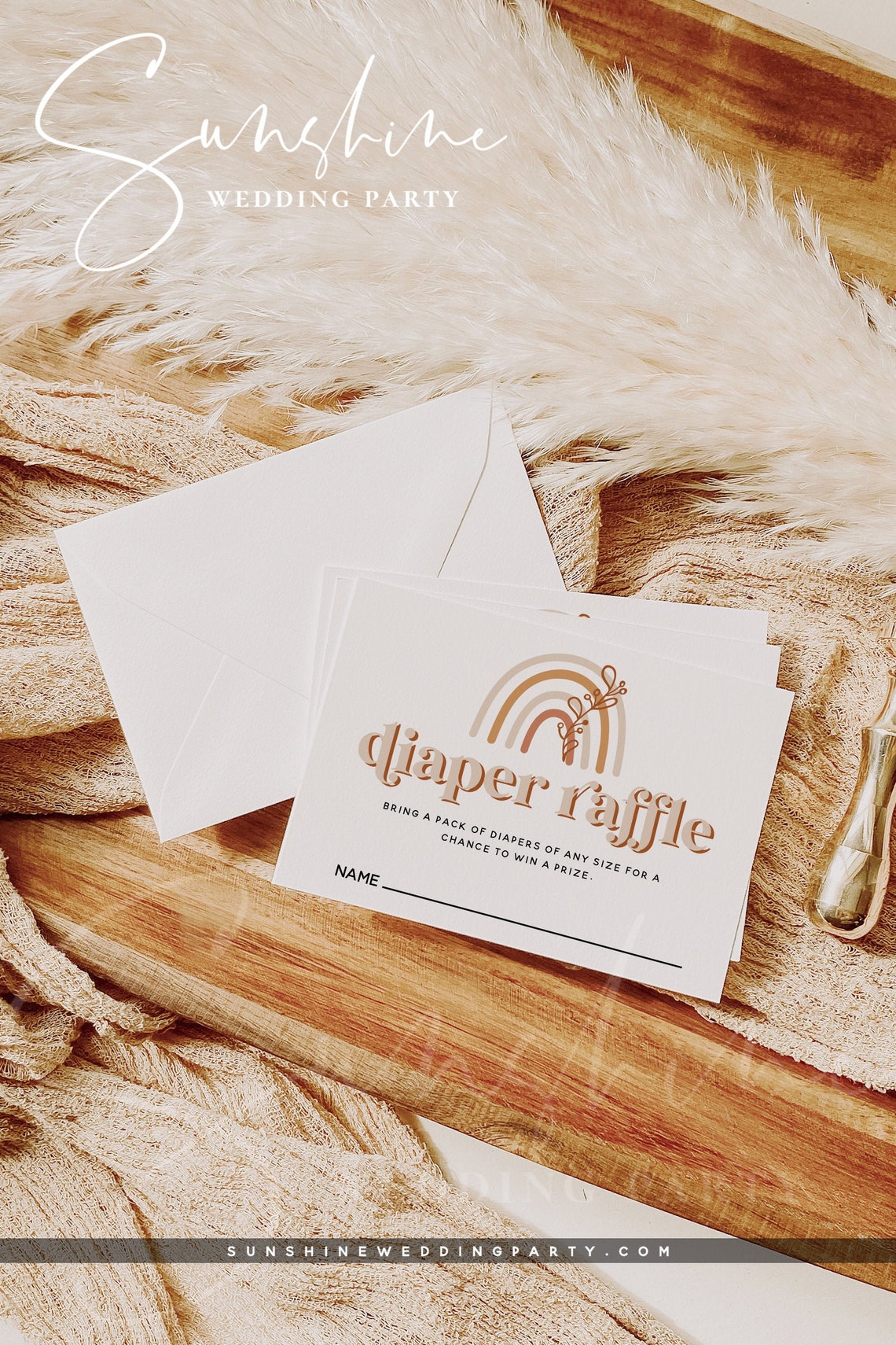 Diaper Raffle Ticket | Editable Boho Baby Shower Insert | Rainbow Theme ...