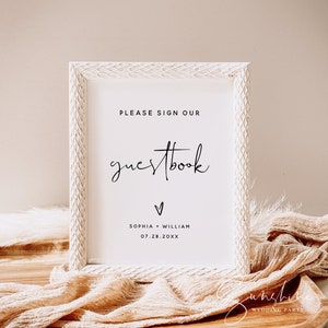 Minimalist Please Sign Our Guestbook Sign Template, Sign Our Guestbook, Wedding Guestbook Sign, Modern Wedding Signage, Instant Download, M8 image 5