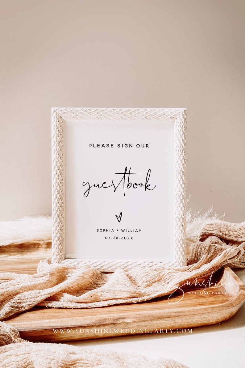 Minimalist Please Sign Our Guestbook Sign Template, Sign Our Guestbook, Wedding Guestbook Sign, Modern Wedding Signage, Instant Download, M8 image 5