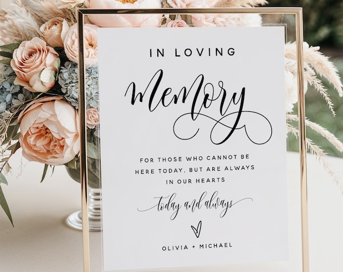 Editable In Loving Memory Sign Template | Memorial Table Sign | Boho Wedding Sign | Reception Decor | Printable Sign | Digital Download | M2