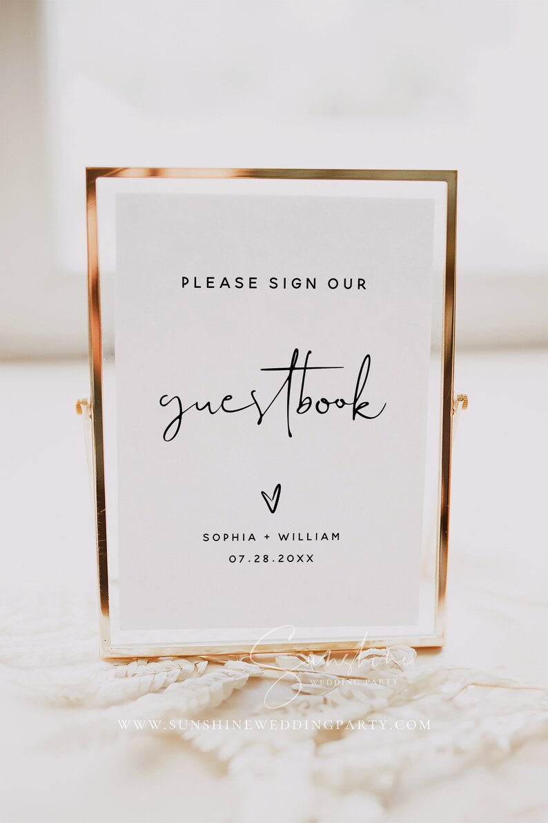 Minimalist Please Sign Our Guestbook Sign Template, Sign Our Guestbook, Wedding Guestbook Sign, Modern Wedding Signage, Instant Download, M8 image 3