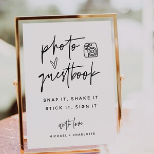 Minimalist Photo Guestbook Sign Template, Modern Wedding, Photo Guest Book Sign, Personalized Wedding Guestbook Sign, Printable Signs, M7