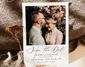 Photo Save the Date Template, Minimalist Wedding, Modern Engagement Photo Save the Date, DIY Printable, Editable DIY, DIY Save the Date, R3