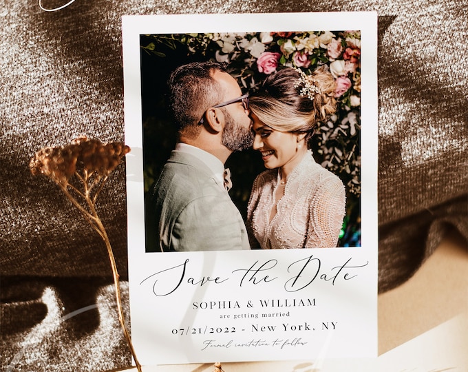 Photo Save the Date Template, Minimalist Wedding, Modern Engagement Photo Save the Date, DIY Printable, Editable DIY, DIY Save the Date, R3