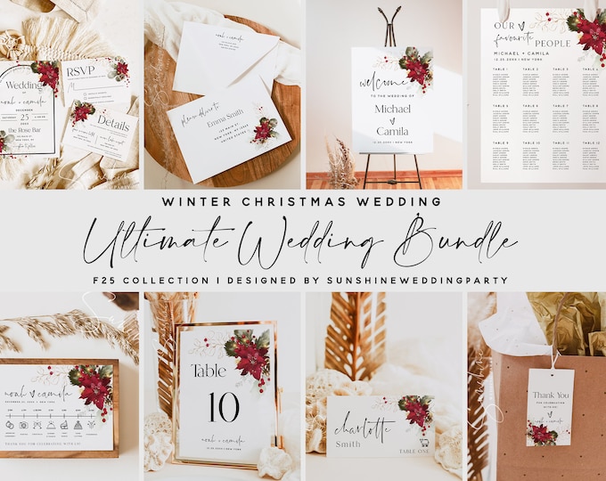Christmas Wedding Ultimate Bundle, Wedding Template Bundle, Large Wedding Bundle, Wedding Bundle, Wedding Printable, Editable Template, F25