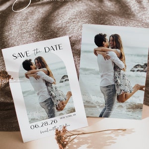 Photo Save the Date Template, Modern Save the Date Template, Minimal Save the Date, Boho Arch Save the Date Card, Editable Template, M13