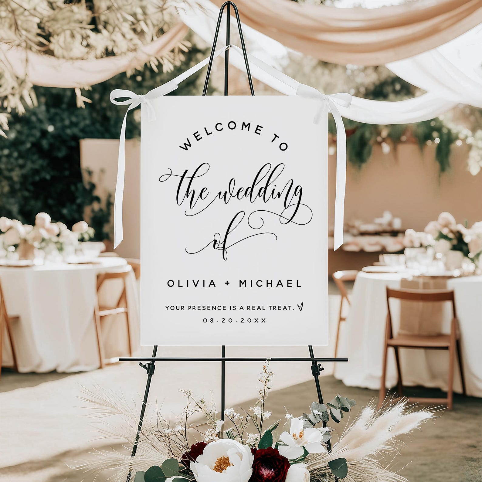 Editable Wedding Welcome Sign Template | Modern Script Wedding Sign ...