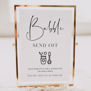 Bubble Send Off Sign Template, Minimalist Wedding, Bubble Send Off Sign, Newlywed Send Off Sign, Printable Signs, Instant Download, M15