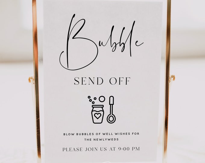 Bubble Send Off Sign Template, Minimalist Wedding, Bubble Send Off Sign, Newlywed Send Off Sign, Printable Signs, Instant Download, M15