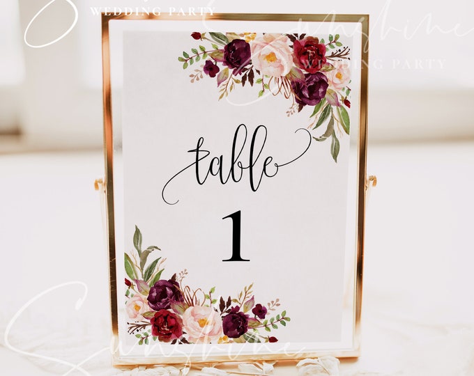 Table Card Template Wedding Table Number Printable Wedding Table Card Boho Floral 100% Editable INSTANT DOWNLOAD Flat Table Card Templett F2