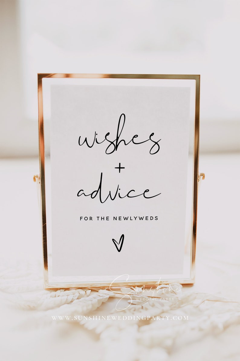 Minimalist Advice For The Bride and Groom Sign Template, Advice and Wishes Sign, Modern Wedding Advice Wishes Cards, Instant Download, M8 image 2