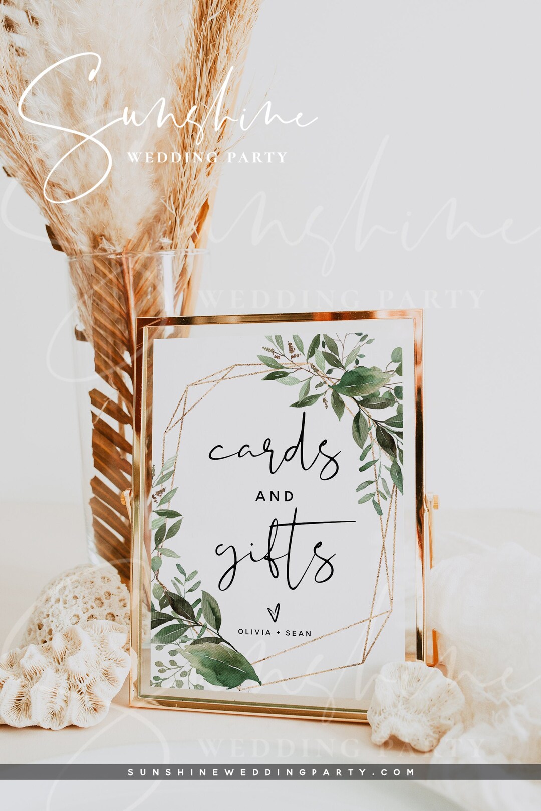 Greenery Cards and Gifts Signs Template, Wedding Cards and Gifts Signs ...