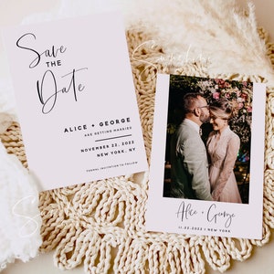 Modèle réservez cette date photo minimaliste moderne, carte postale réservez cette date pour mariage, réservez la date électronique, téléchargement immédiat réservez la date, M5