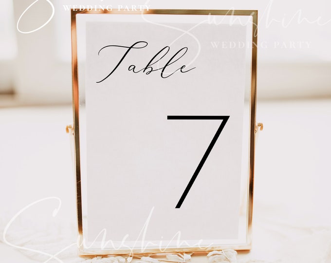 Modern Minimalist Wedding Table Number Template, Simple Table Numbers, Printable Table Numbers, Editable Table Number, Templett, INSTANT, R3