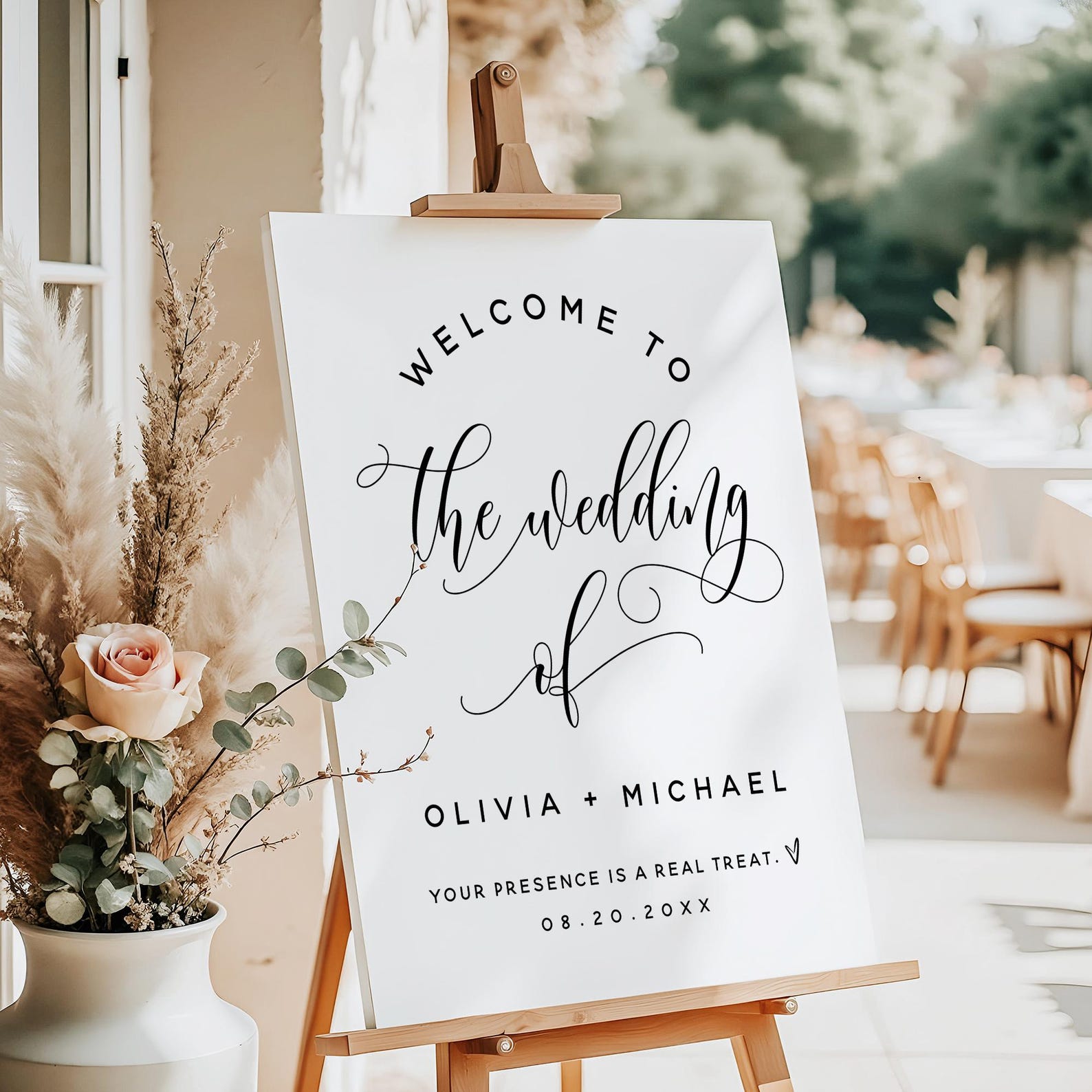Editable Wedding Welcome Sign Template | Modern Script Wedding Sign ...
