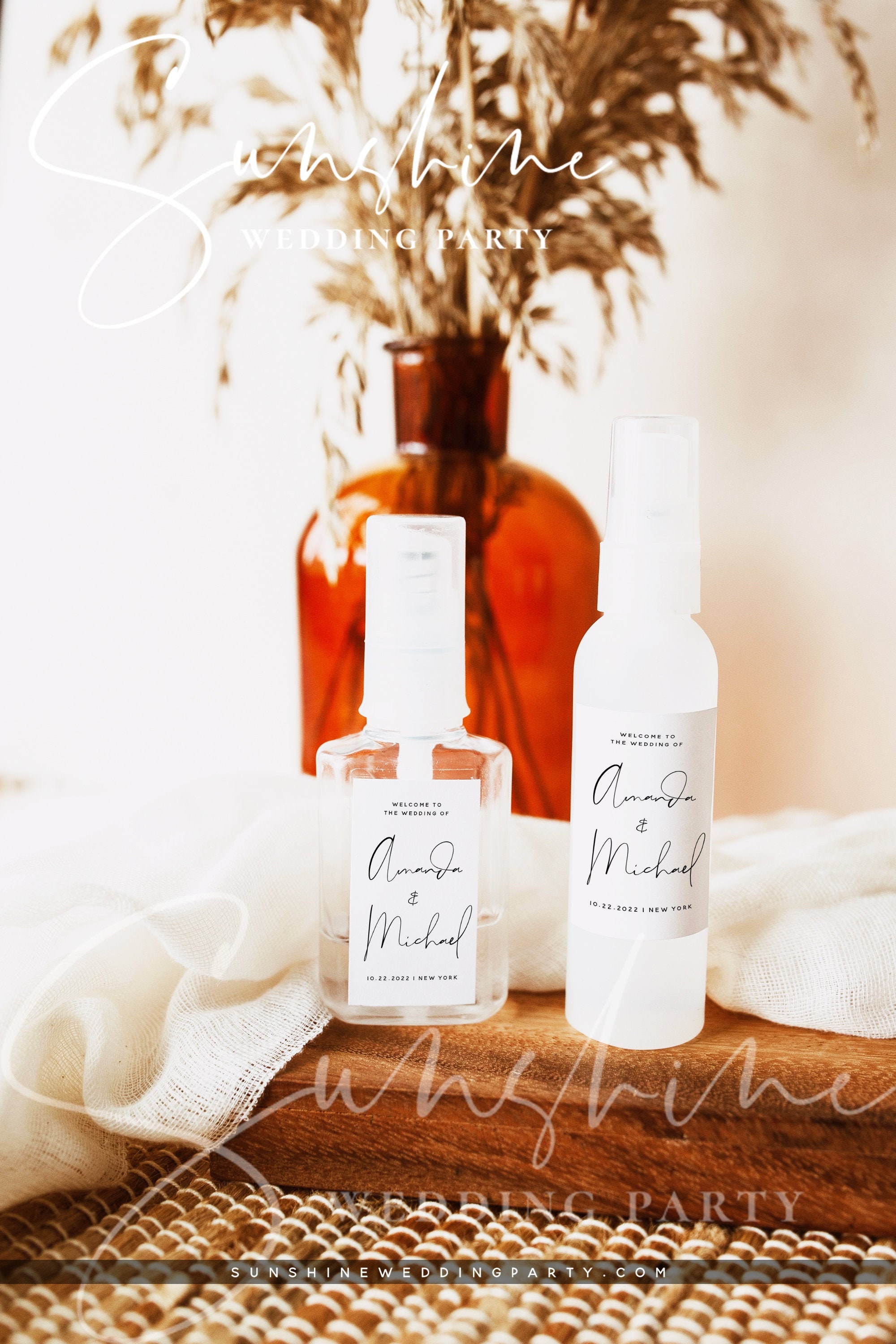 Hand Sanitizer Labels Template Minimalist Modern Wedding Printable 