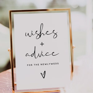 Minimalist Advice For The Bride and Groom Sign Template, Advice and Wishes Sign, Modern Wedding Advice Wishes Cards, Instant Download, M8 image 3